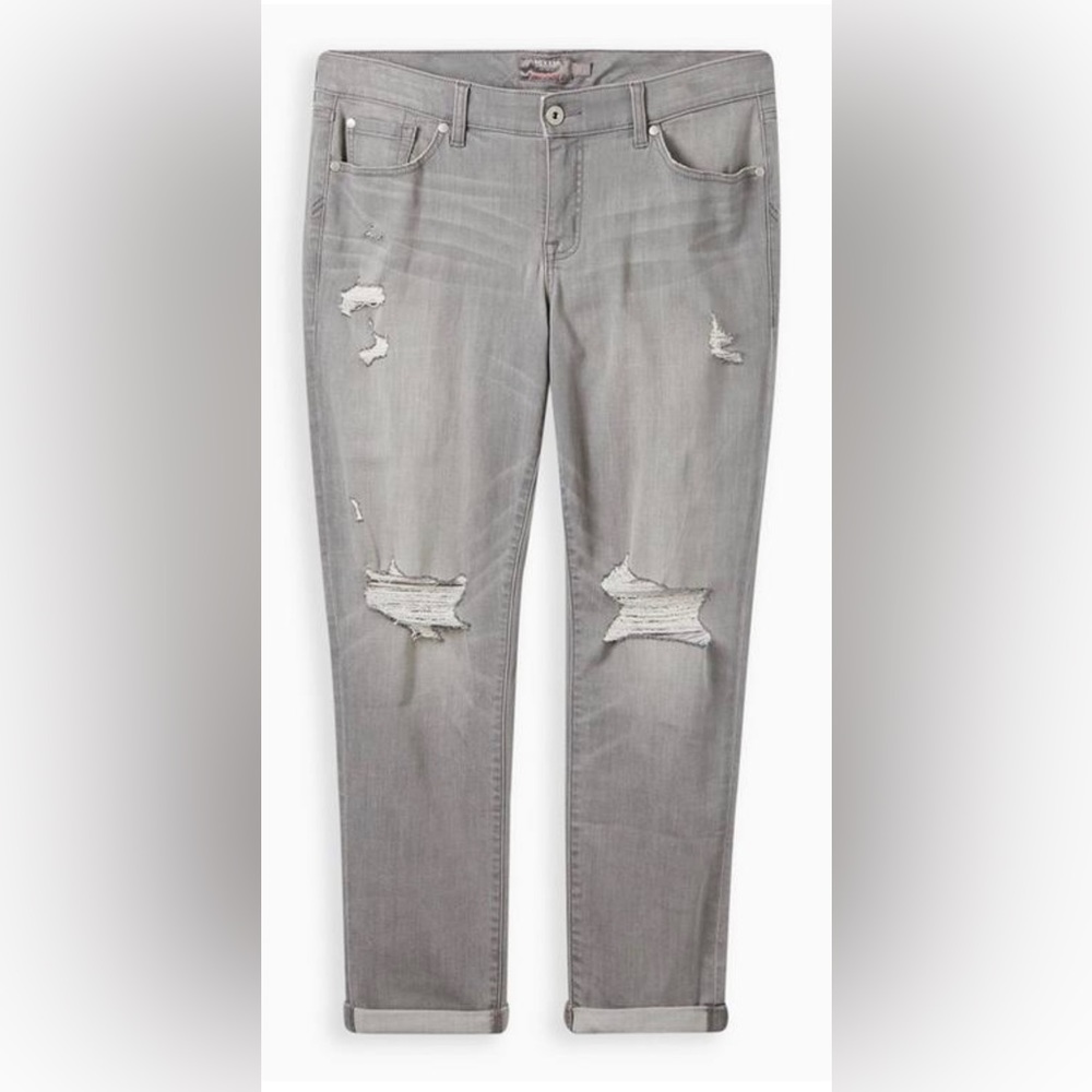 Torrid Grey Boyfriend Straight Super Soft Mid-Rise Jean